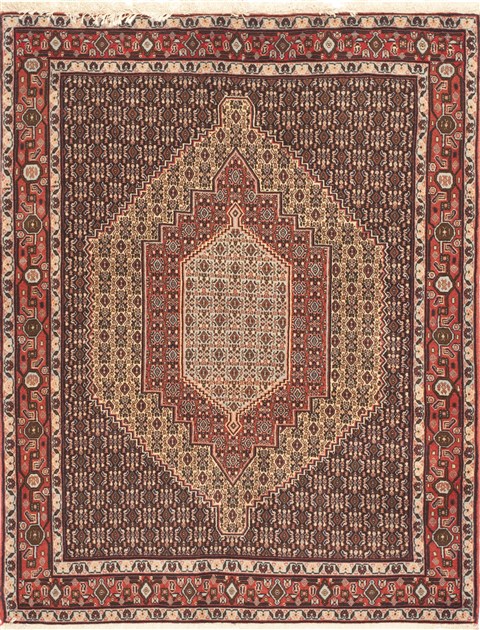 Sanandaj Brown Hand Knotted 42 X 52  Area Rug 100-10508 Image 0