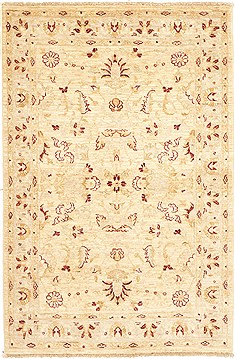 Pakistani Chobi Yellow Rectangle 4x6 ft Wool Carpet 10536