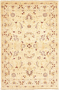 Pakistani Chobi Yellow Rectangle 4x6 ft Wool Carpet 10536