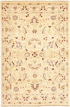 Chobi Yellow Hand Knotted 4'0" X 5'11"  Area Rug 100-10536