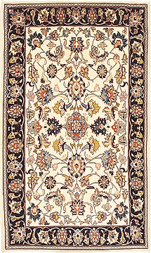 Mashad Beige Hand Knotted 4'0" X 6'8"  Area Rug 100-10537