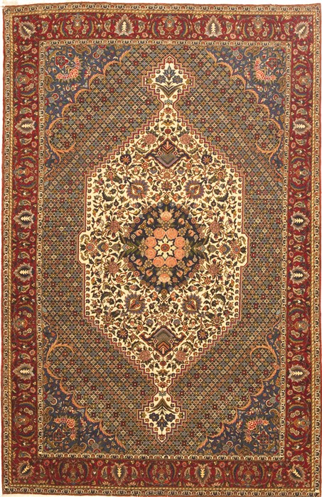 Bakhtiar Green Hand Knotted 78 X 100 Area Rug 100-10539 Image 0