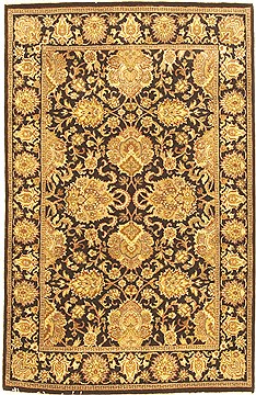 Indian Jaipur Black Rectangle 4x6 ft Wool Carpet 10550