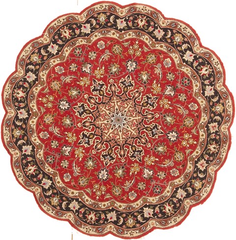 Tabriz Red Round Hand Knotted 55 X 55  Area Rug 100-10561 Image 0