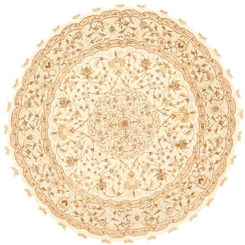 Tabriz Beige Round Hand Knotted 49 X 49  Area Rug 100-10562 Image 0