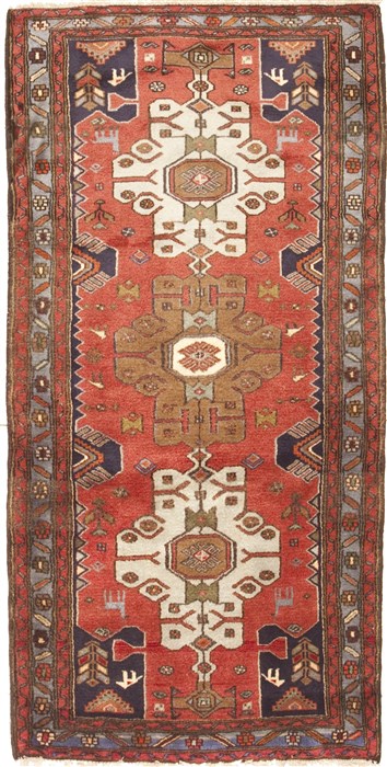 Hamedan Red Hand Knotted 33 X 66  Area Rug 100-10569 Image 0