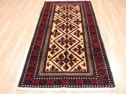 Baluch Beige Hand Knotted 35 X 66 Area Rug 100-10573 Image 1