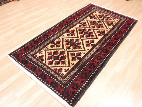 Baluch Beige Hand Knotted 35 X 66 Area Rug 100-10573 Image 3