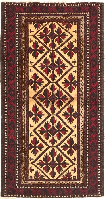 Baluch Beige Hand Knotted 35 X 66 Area Rug 100-10573 Image 0