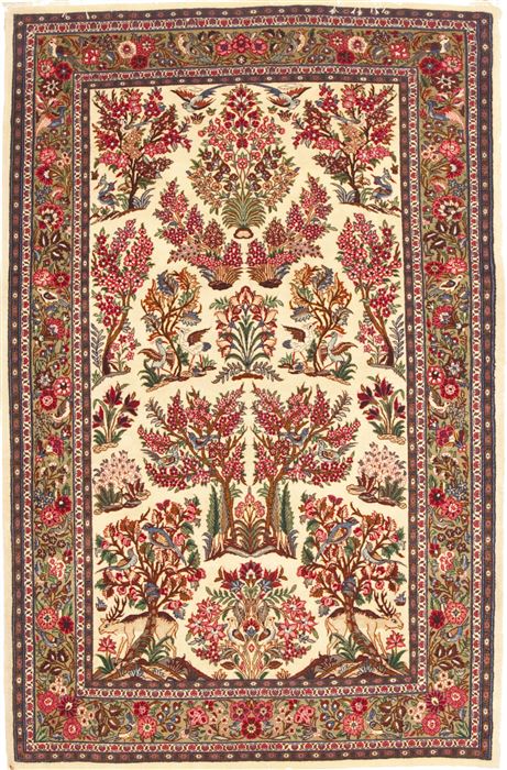 Qum Beige Hand Knotted 43 X 68  Area Rug 100-10574 Image 0