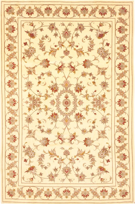 Kashan Beige Hand Knotted 66 X 99  Area Rug 100-10576 Image 0
