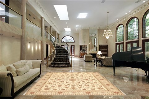 Kashan Beige Hand Knotted 80 X 99 Area Rug 100-10579 Image 1