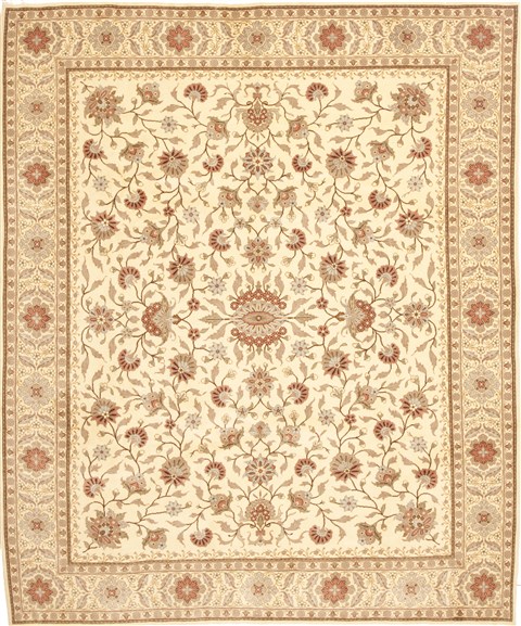 Kashan Beige Hand Knotted 80 X 99 Area Rug 100-10579 Image 0