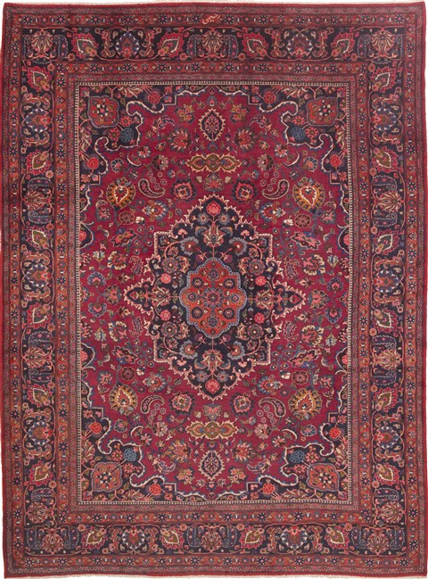 Mashad Red Hand Knotted 85 X 115 Area Rug 100-10592 Image 0