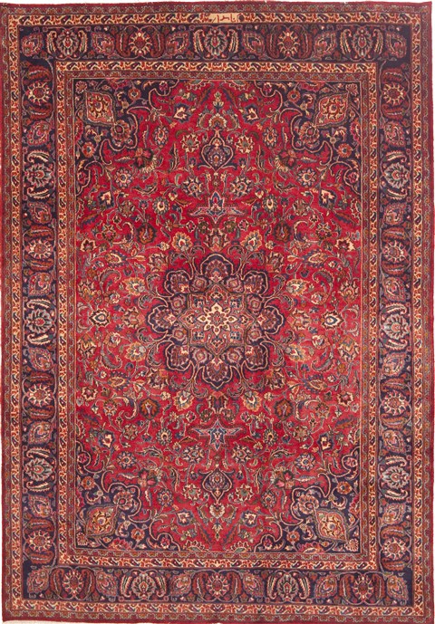 Mashad Red Hand Knotted 80 X 1111  Area Rug 100-10593 Image 0