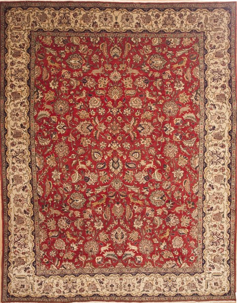Tabriz Red Hand Knotted 93 X 122 Area Rug 100-10598 Image 0