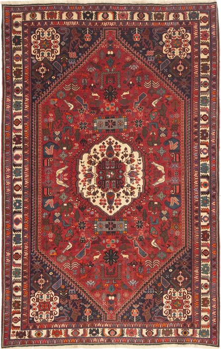 Qashqai Red Hand Knotted 53 X 82 Area Rug 100-10634 Image 0