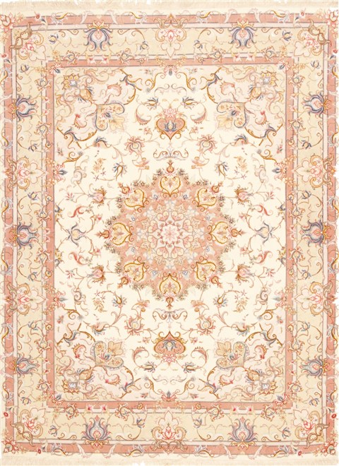Tabriz Beige Hand Knotted 50 X 68 Area Rug 100-10673 Image 0