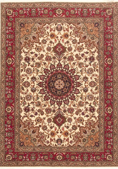 Tabriz Beige Hand Knotted 411 X 611 Area Rug 100-10675 Image 0