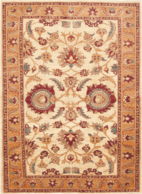 Chobi Beige Square Hand Knotted 68 X 79  Area Rug 100-10688 Image 0