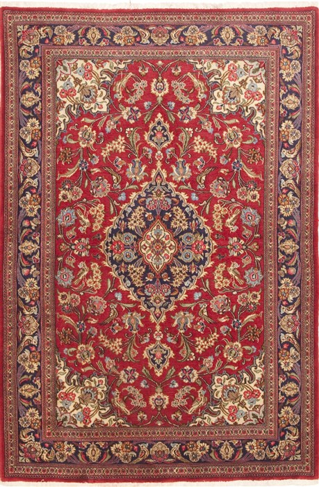 Qum Red Hand Knotted 45 X 66  Area Rug 100-10714 Image 0