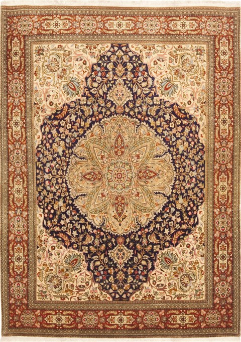 Tabriz Blue Hand Knotted 49 X 68 Area Rug 100-10715 Image 0