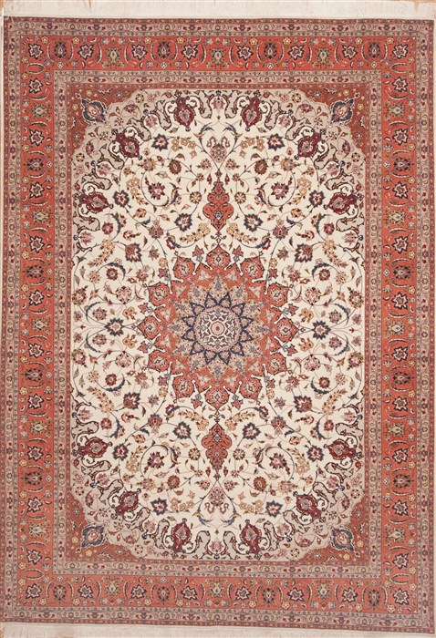 Tabriz Beige Hand Knotted 83 X 118  Area Rug 100-10735 Image 0
