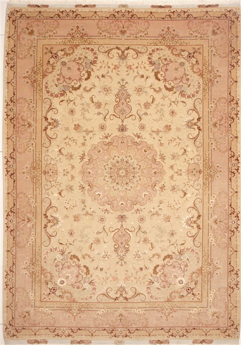 Tabriz Beige Hand Knotted 82 X 118  Area Rug 100-10739 Image 0