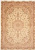 Tabriz Beige Hand Knotted 82 X 118  Area Rug 100-10739 Thumb 0