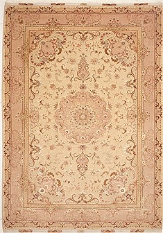 Tabriz Beige Hand Knotted 8'2" X 11'8"  Area Rug 100-10739