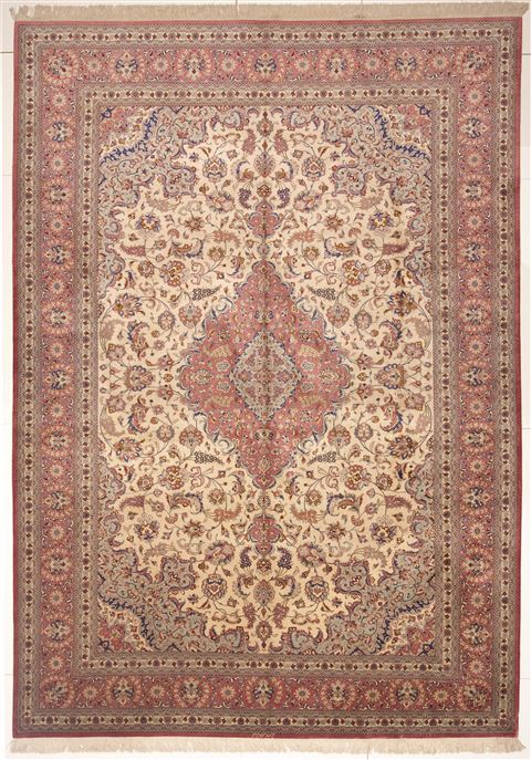 Qum Beige Hand Knotted 82 X 115 Area Rug 100-10743 Image 0