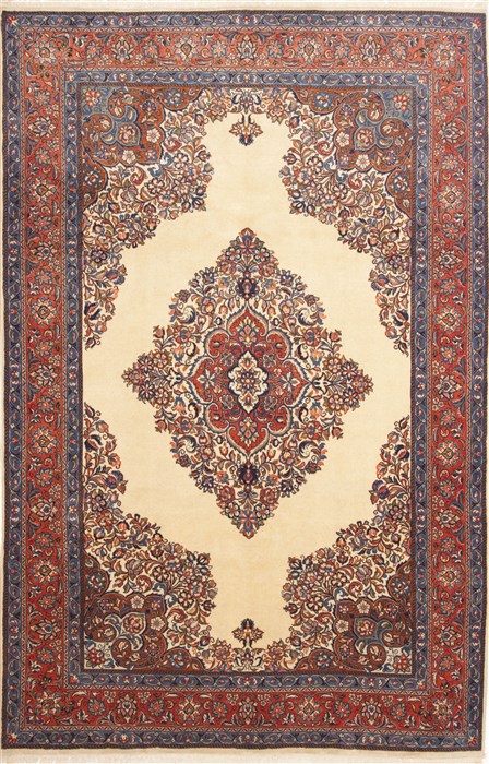 Sarouk Beige Hand Knotted 70 X 108  Area Rug 100-10748 Image 0
