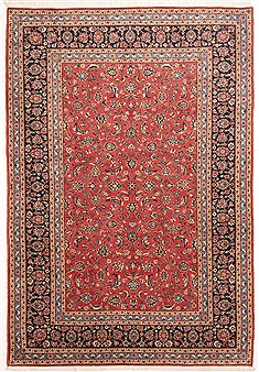 Kashan Red Hand Knotted 7'3" X 10'6"  Area Rug 100-10757