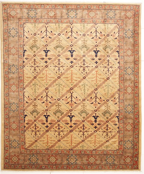 Pishavar Yellow Hand Knotted 86 X 108  Area Rug 100-10761 Image 0
