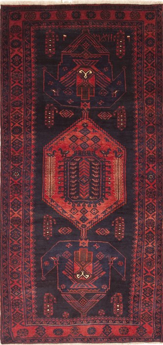 Kurdi Blue Runner Hand Knotted 48 X 98  Area Rug 100-10763 Image 0