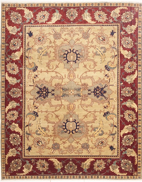 Pishavar Green Hand Knotted 88 X 1011  Area Rug 100-10768 Image 0