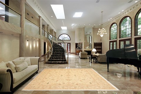 Chobi Beige Hand Knotted 82 X 99 Area Rug 100-10774 Image 1