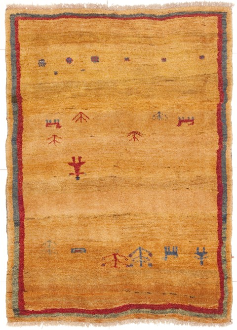 Gabbeh Yellow Hand Knotted 40 X 55  Area Rug 100-10786 Image 0