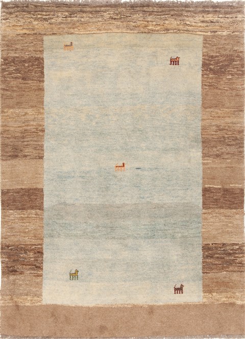 Gabbeh Blue Hand Knotted 59 X 78  Area Rug 100-10792 Image 0