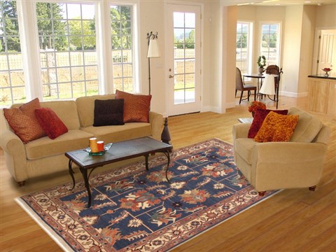 Heriz Blue Hand Knotted 63 X 93 Area Rug 100-10798 Image 4