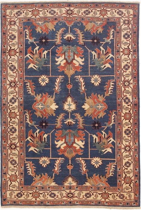 Heriz Blue Hand Knotted 63 X 93 Area Rug 100-10798 Image 0