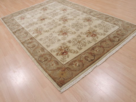 Indo-Nepal Cream Hand Knotted 56 X 80 Area Rug 100-10825 Image 3