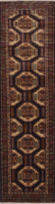 Hamedan Blue Runner Hand Knotted 33 X 124  Area Rug 100-10854 Image 0