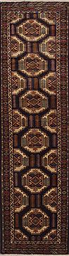 Hamedan Beige Runner Hand Knotted 3'3" X 12'4"  Area Rug 100-10854