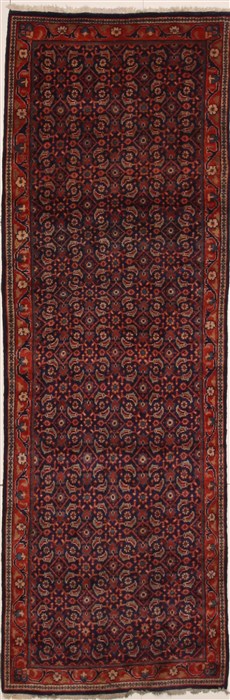 Hamedan Blue Runner Hand Knotted 35 X 105  Area Rug 100-10857 Image 0
