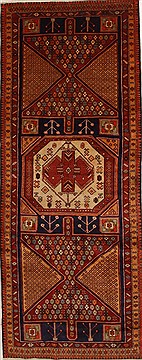 Mussel Yellow Runner Hand Knotted 4'6" X 11'10"  Area Rug 100-10862