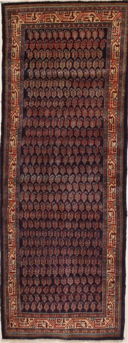 Hamedan Blue Runner Hand Knotted 35 X 911  Area Rug 100-10868 Image 0