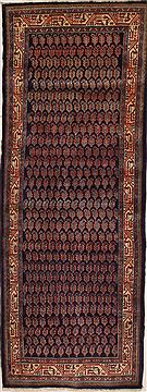 Hamedan Purple Runner Hand Knotted 3'5" X 9'11"  Area Rug 100-10868