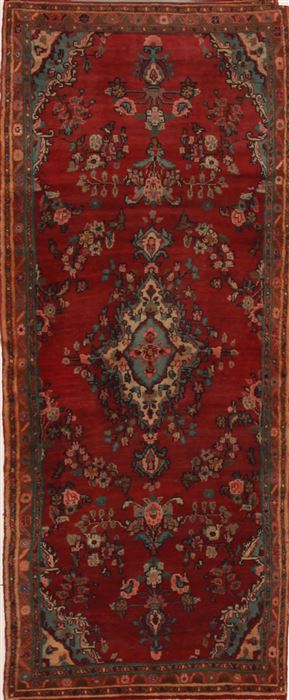 Hamedan Red Runner Hand Knotted 33 X 85  Area Rug 100-10876 Image 0