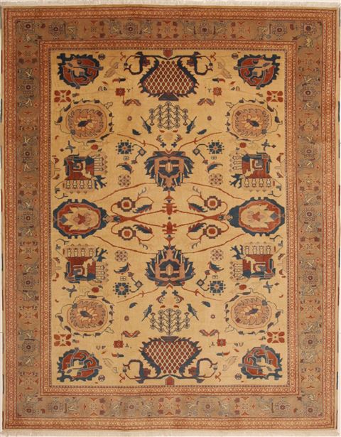 Chobi Beige Hand Knotted 73 X 90  Area Rug 100-10895 Image 0